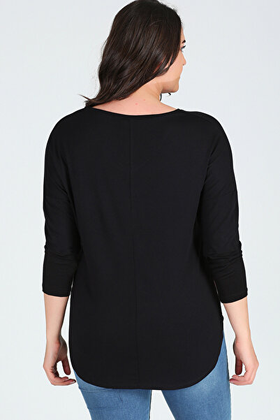 Curvy Trend Plus Size Grow Positive Thoughts Printed Long Sleeve Side Slit Blouse