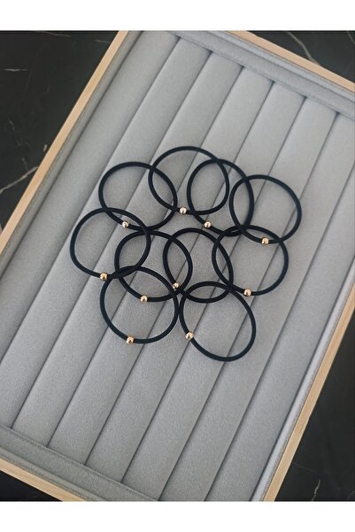 MutluBiDünya 10 Adet Gold Boncuklu Lastik Toka