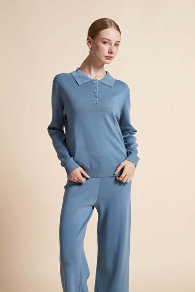 Yola Knitted Polo Long-Sleeve Top