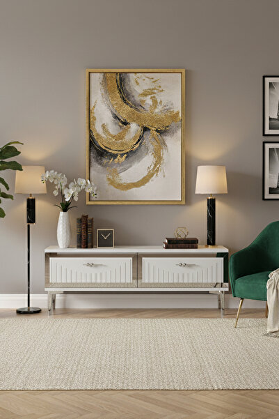 CENEYRA TSA1204BS - TUNATV120 TV STAND, TV SEHPASI BEYAZ-SILVER 120CM