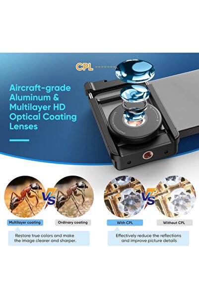 Generic 100X Phone Microscope Lens with LED Light & CPL Filter Universal Macro Camera for Android/iPhone