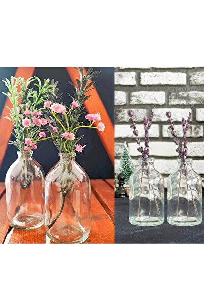 junibeliw 4lü Set Dekoratif Kavanoz Şeffaf Büyük Ve Küçük Set Cam Şişe VAZO 2...