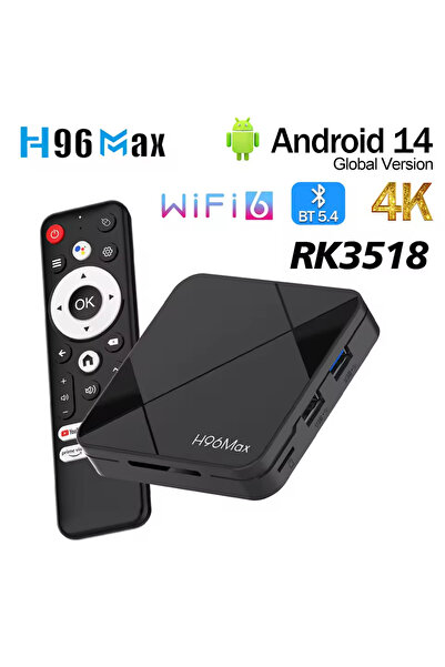 h96max RK3518 4K Android 14 TV Box 2GB RAM 16GB Medya Oynatıcı Air Mouse WiFi6 BT 5.4 Ethernet Sesli Komut