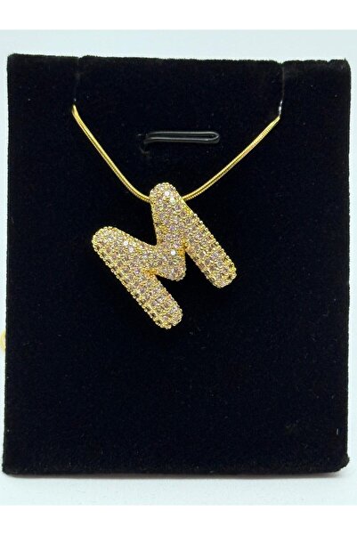 NG TAKI GÜZELLİK قلادة حرف M ذهبية اللون للنساء من NG، مرصعة بالأحجار اللامعة...