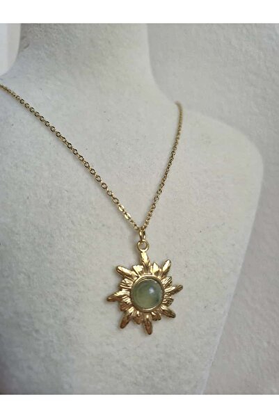 Haze قلادة من الفولاذ المقاوم للصدأ بتصميم عتيق من اليشم