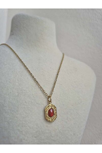 Haze قلادة جاسبر عتيقة من الفولاذ المقاوم للصدأ