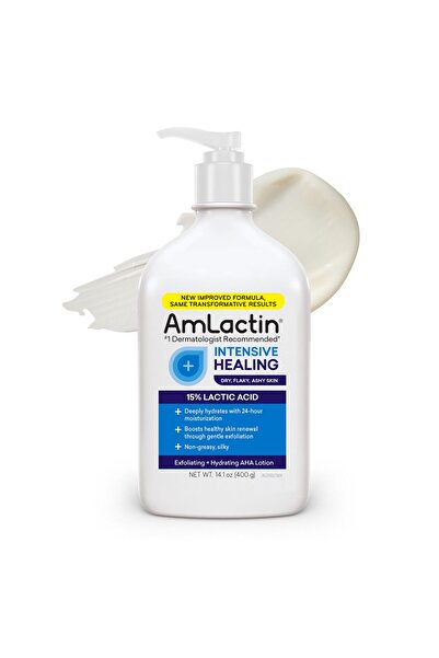 AmLactin Healing Body Lotion 14.1 oz, Exfoliator & Moisturizer with Ceramides...