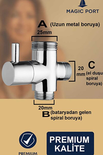 MAGIC PORT Banyo Robot Duş Seti Yönlendirici Musluk 3/4 ROBOT DUŞ SETİ UYUMLU