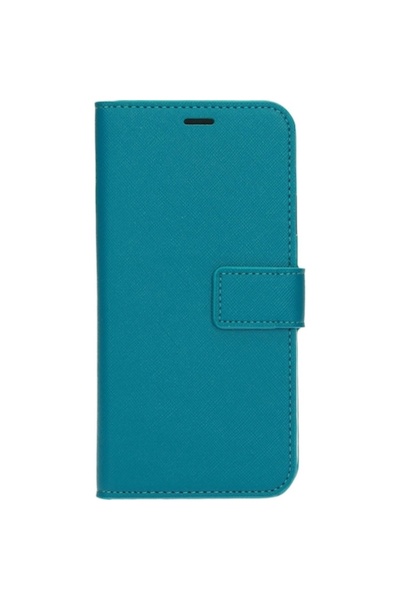 MOBIPARTS Husa saffiano wallet, compatibila cu iPhone 11, turcoaz
