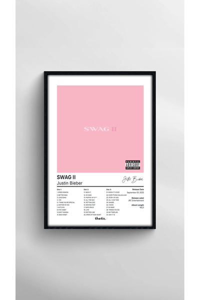 Thetic Justin Bieber - SWAG II Albüm Koleksiyonu PREMIUM Spotify Poster!