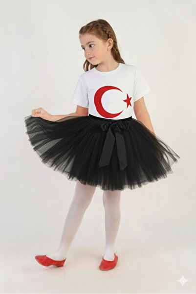 Nacar Kız Çocuk Kısa Kol Türk Bayrak Baskılı T-shirt&Etek 2li Kombin 29 Ekim ...