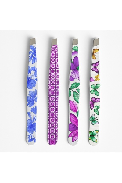 keyfisepet en keyifli sepet Renkli Desenli Paslanmaz Çelik Cımbız – Kaş ve Yüz İçin Profesyonel Kullanım