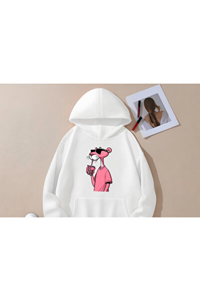 FAYN Unisex Oversize Pink Panter / Pembe Panter Baskılı Hoodie Sweatshirt