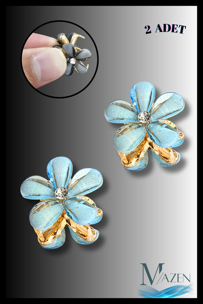 MAZEN 2 bucăți de cataramă mică cu figuri de flori colorate |   Strălucitor cu pietre aplicate |   Agrafă de păr 2 cm