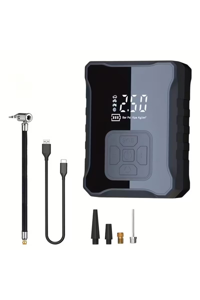 SARFEX Kablosuz Lastik Şişirme Kompresörü USB Şarjlı 150 psi Powebank Led Çak...