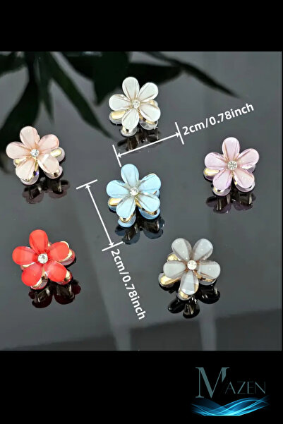 MAZEN 2 Pieces of Small Clothespins with Colorful Flower Figures |   Shiny Stone Detailed |   Hair Clip 2 cm