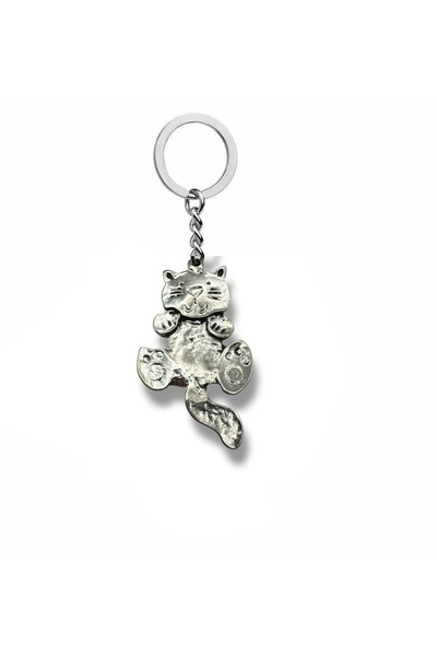 Herşey Nota Unisex Keychain with Cat Figure – Original Accessory with Antique, Mystical, and Unique Design