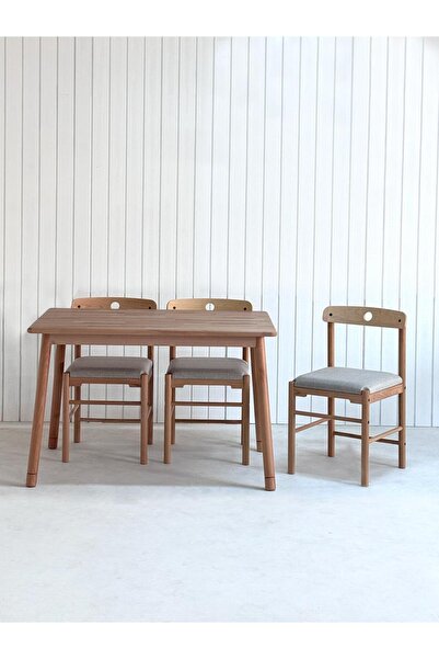 unboxdeco Alaçatı 4 kişilik Masa Takımı 4 Sandalye Doğal Masif Kayın İskandinav Tarzı Retro Yemek Masa Takım
