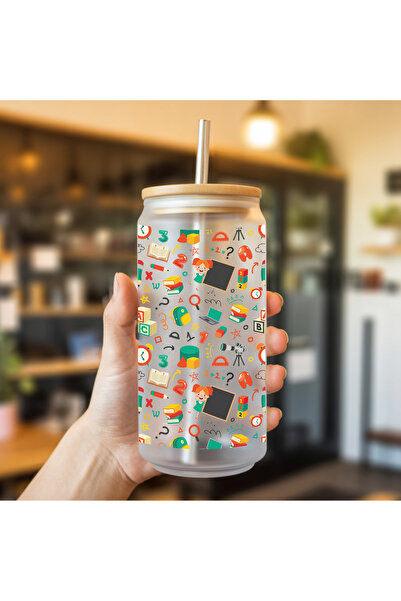 ZERYA Water Milk Juice Glass Water Bottle with Straw for Children - Water Bottle for Children (600 ml)