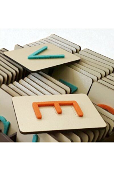 turuncufabrika Ahşap Kabartmalı Dokulu Harf Kartları – Okul Öncesi ve İlkokul Eğitim Materyali