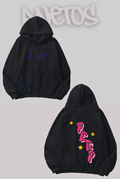 Anetos سويت شيرت مطبوع من الأمام والخلف باللون الأسود من Lil Peep 4