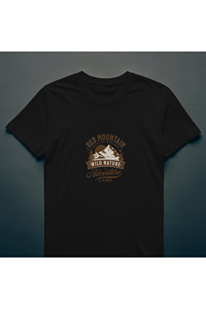 MAGORS تيشيرت نسائي قطني برقبة دائرية وطباعة جبل أحمر