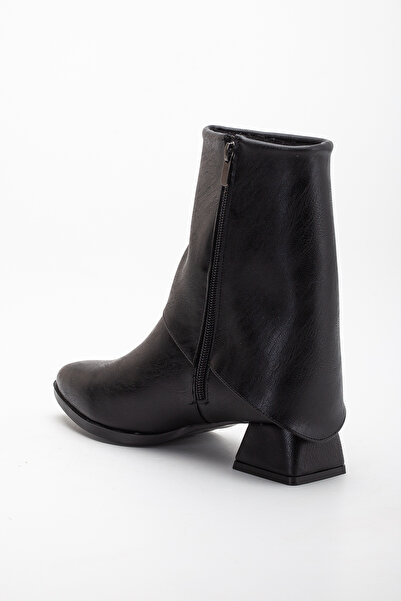 Bilalim Shoes Kadın Siyah Sivri Burun Bot Kovboy Kısa Topuklu Günlük Bot 603