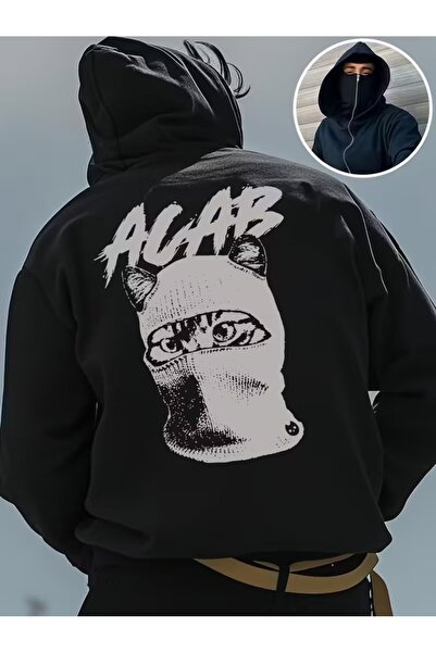 ship master Φούτερ Ninja Unisex με μάσκα χιονιού Ζακέτα με 2 νήματα χοντρό φλις