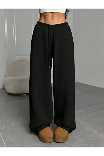 KİNNEAS Γυναικείο μαύρο παντελόνι μεγάλου μεγέθους φαρδύ φαρδύ παντελόνι SIX ...