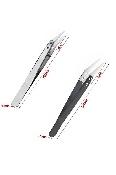 choice2 قطعتان - ملاقط سيراميك صغيرة مضادة للكهرباء الساكنة، مصنوعة من الفولا...