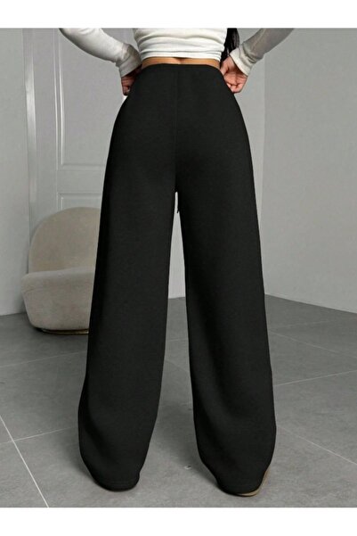 KİNNEAS Women's Black Plus Size Baggy Loose Fit Stretchy Comfortable Fabric Sweatpants Bottoms SHAH MODAhjn