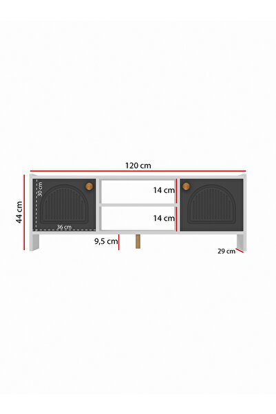 interGO Molde Bohem Tv Sehpası MDF Membran Kapaklı Raflı Tv Ünitesi Televizyon Sehpası
