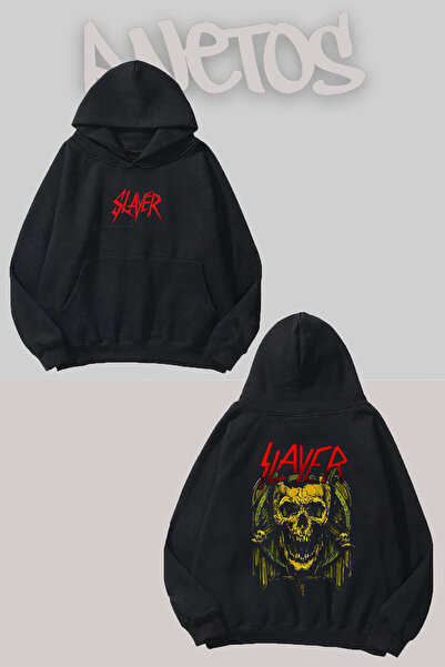 Anetos Slayer 4 Design Negru Față Spate cu imprimeu Swea tricou