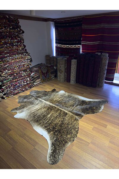 DOGANLAR ANTIQ GERÇEK DERİ NATUREL DANA DERİSİ 266 KAHVE 215X205 POST HALI