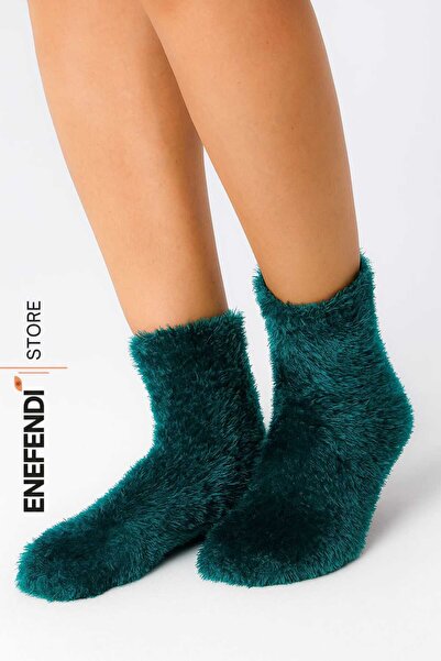 NF ND ENEFENDİ Women Men Fuzzy Winter Thermal Socks – Seamless Plush Cozy Stylish Home and Party Socks Green