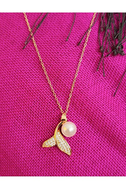 Nurtakı قلادة من الفولاذ مع لؤلؤ على شكل ذيل السمكة