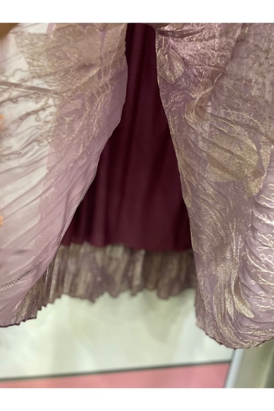 edu collection Chiffon Embroidered Bohemian A-Line Skirt Lined Lilac