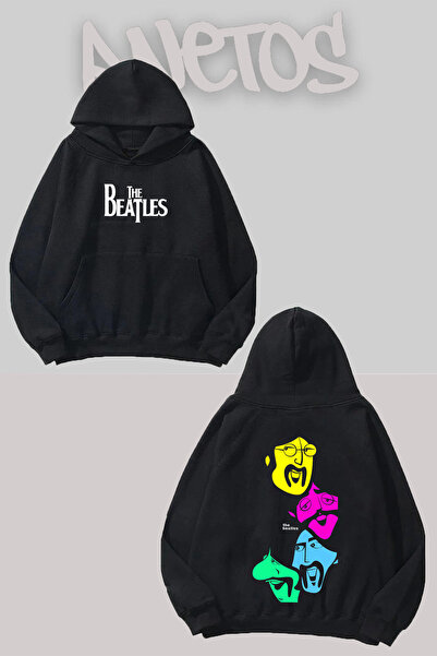 Anetos The Beatles 7 Design Negru Față Spate cu imprimeu Swea tricou