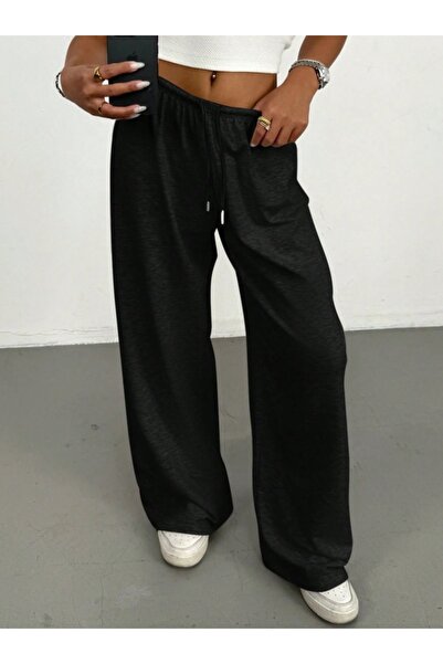 KİNNEAS Γυναικείο μαύρο παντελόνι μεγάλου μεγέθους φαρδύ φαρδύ παντελόνι SIX ...