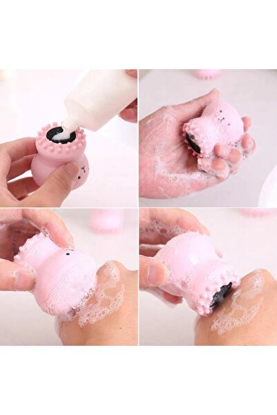 OEM Facial Cleansing and Exfoliation Brush Made of Silicone, Pink