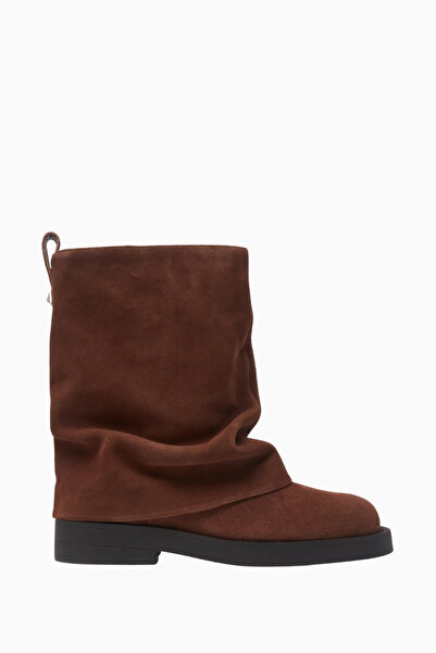 Schutz Keira Cloak Koyu Kahverengi Suede, Gaiter Detaylı Modern Ankle Bot