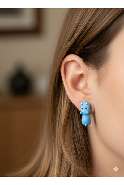 Z&T ACCESORIES Cute Blue Hippopotamus Design Earrings
