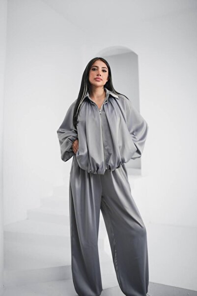 Ekim Store Saten Bomber Ceket Pantolon Takım