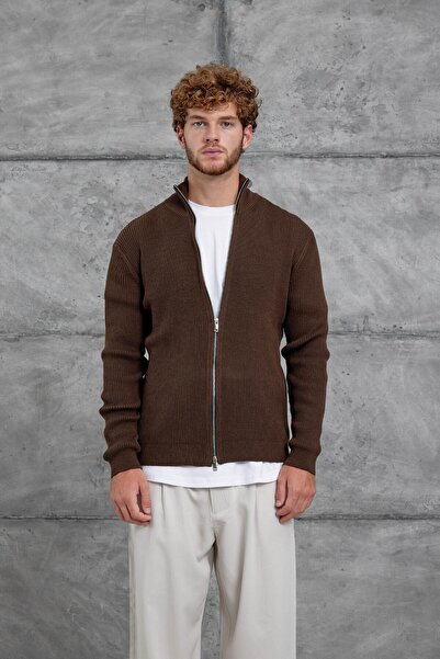 NOMARC Καφέ Mrk Πλεκτά με ολόκληρο φερμουάρ