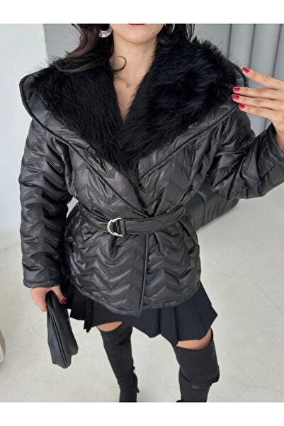 Ekim Store Огромно яке с колан и кожена подплата