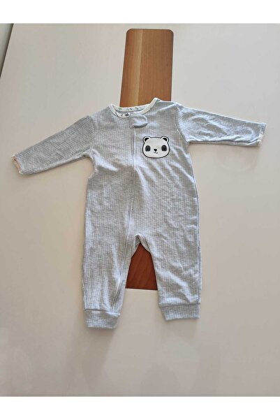 Asel PANDA DESENLİ ÖNÜ FERMUARLI UZUN KOLLU ERKEK BEBEK TULUMU
