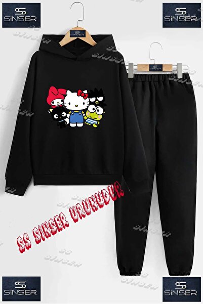 SS SİNSER Παιδικό Unisex Σετ Φόρμας με Κουκούλα "HELLO KITYY COKLU " με Ειδικ...