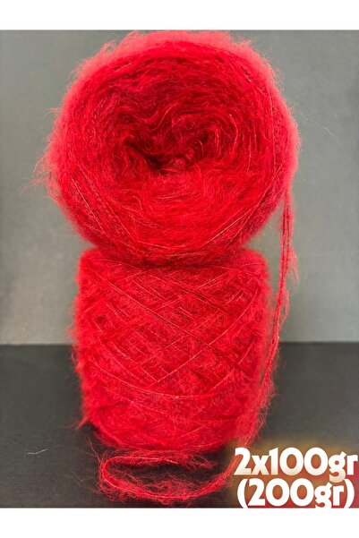 Ana&Kuzusu İplik Kırmızı elit moher, kırmızı sim (3 kat sarım) örgü ip 200gr