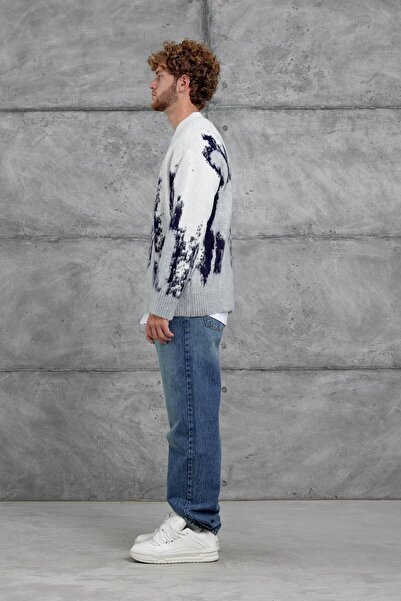 NOMARC Μάλλινο πλεκτό υπερμεγέθη με σχέδιο εκρού λευκό 251