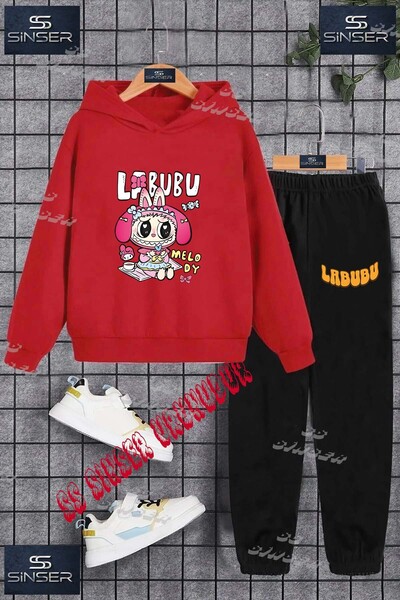 SS SİNSER Dječji unisex "LABUBU MELODY BROWN" Štampano komplet trenerke sa ka...